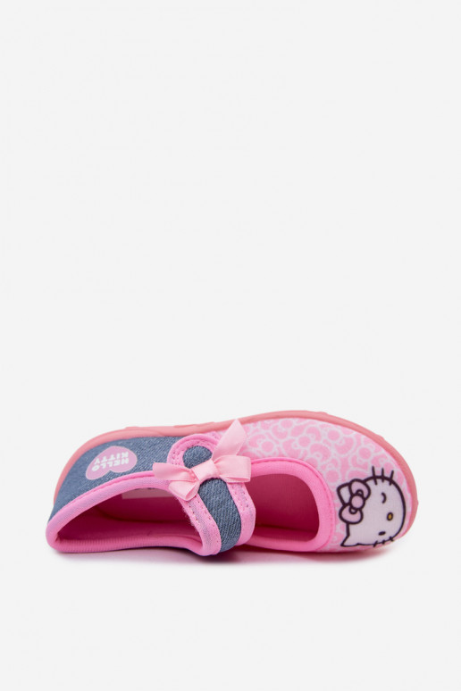 Children's slippers with Velcro HELLO KITTY pink