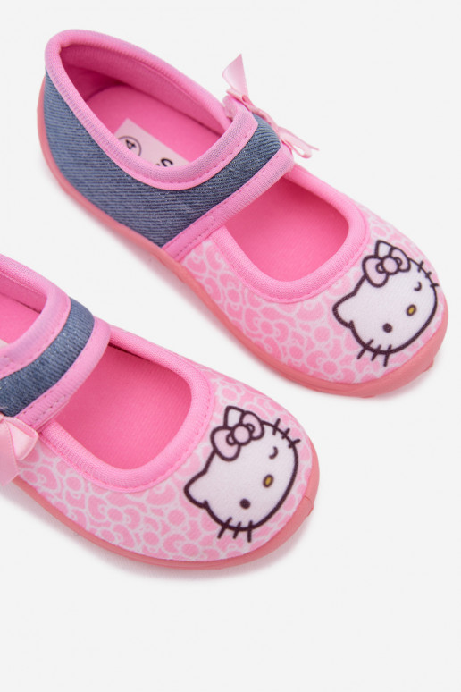 Children's slippers with Velcro HELLO KITTY pink