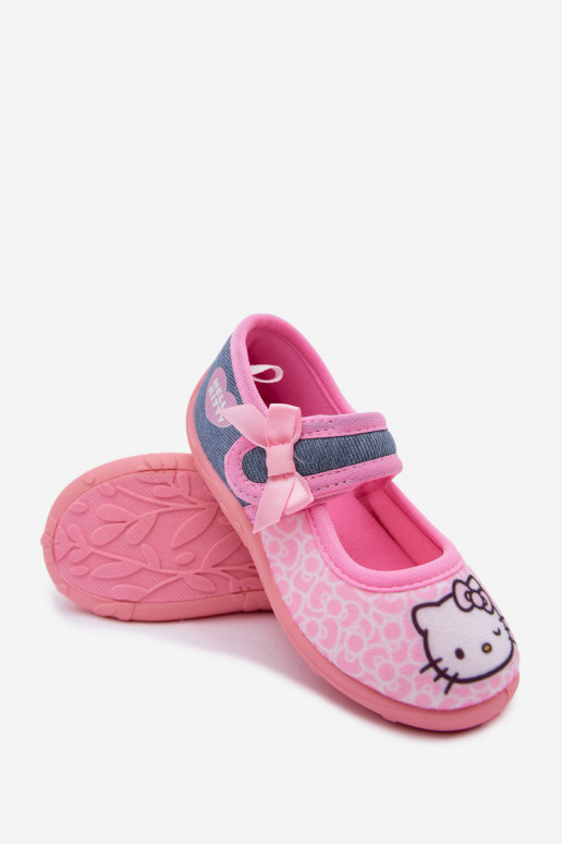 Vaikiškos šlepetės su lipniais užsegimais HELLO KITTY rožinės spalvos