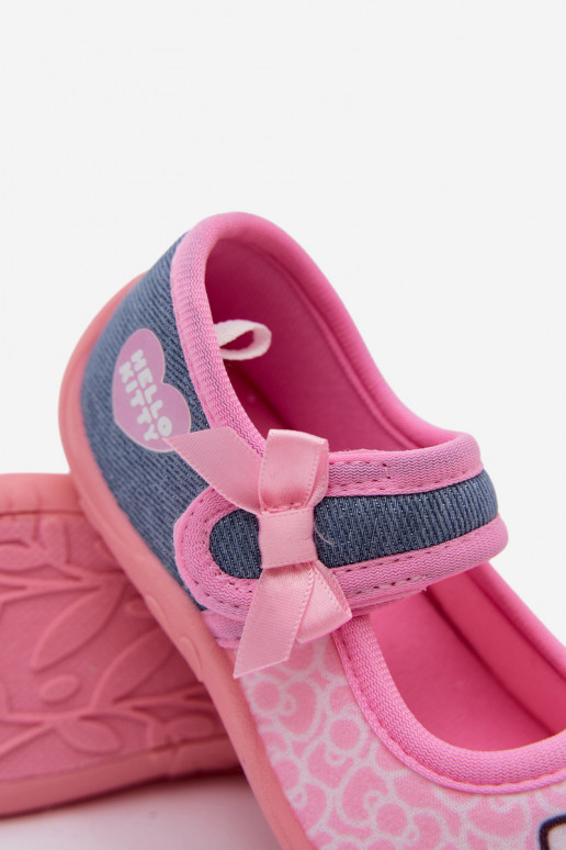Children's slippers with Velcro HELLO KITTY pink