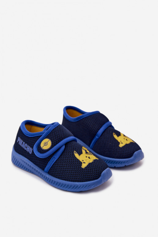 Boys' slippers with Velcro Pikachu dark blue