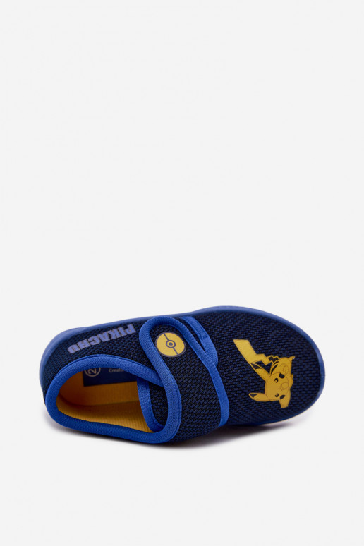 Boys' slippers with Velcro Pikachu dark blue