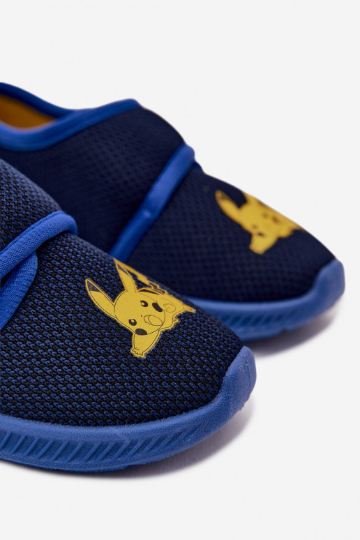 Šlepetės berniukams su lipniais užsegimais Pikachu tamsiai mėlynos spalvos