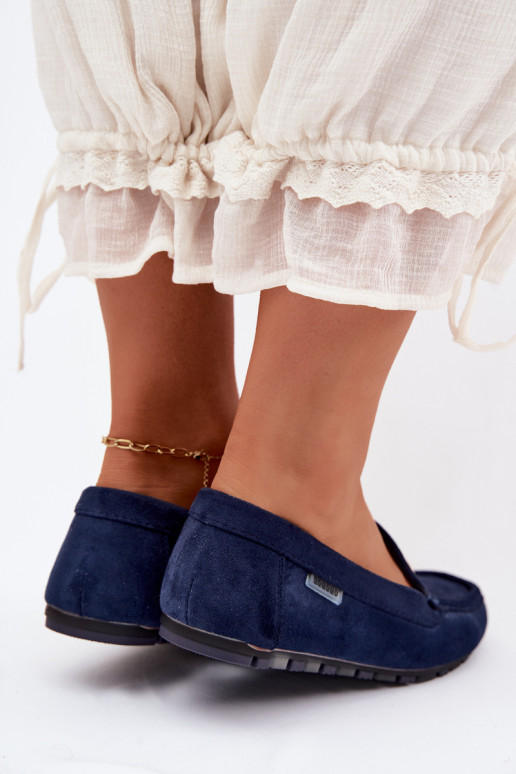Men's dark blue moccasins made of faux suede Tai turirilla