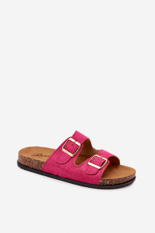 Women's pink slippers with buckles Brigid