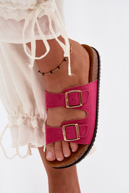 Women's pink slippers with buckles Brigid