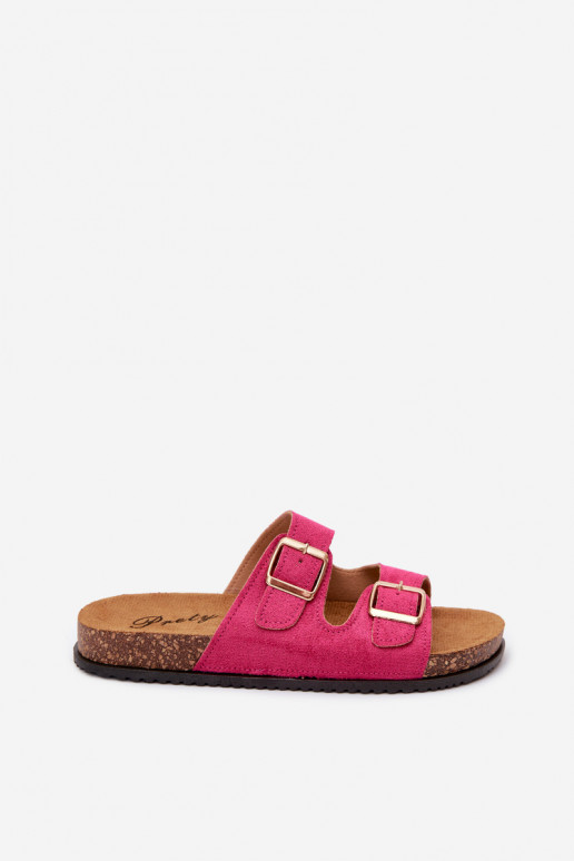 Women's pink slippers with buckles Brigid