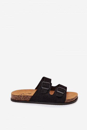 Men's black slippers with buckles Ruby 2