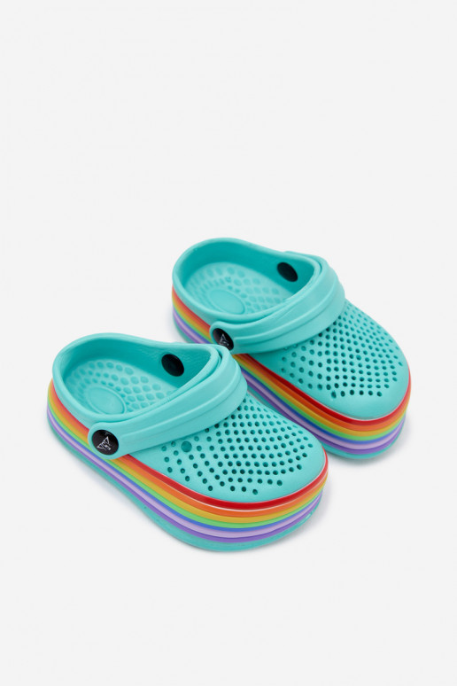 Kids' lightweight turquoise slippers with straps Tansy