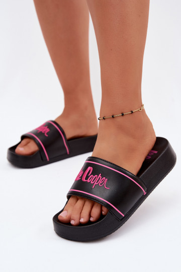 Women's black slippers with platform Lee Cooper