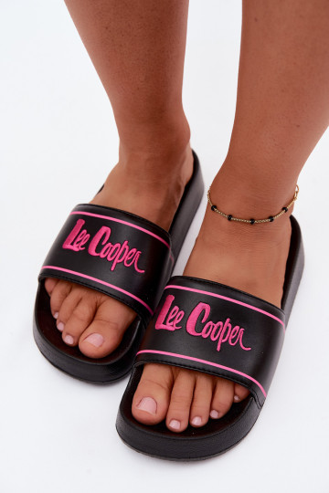 Women's black slippers with platform Lee Cooper 2