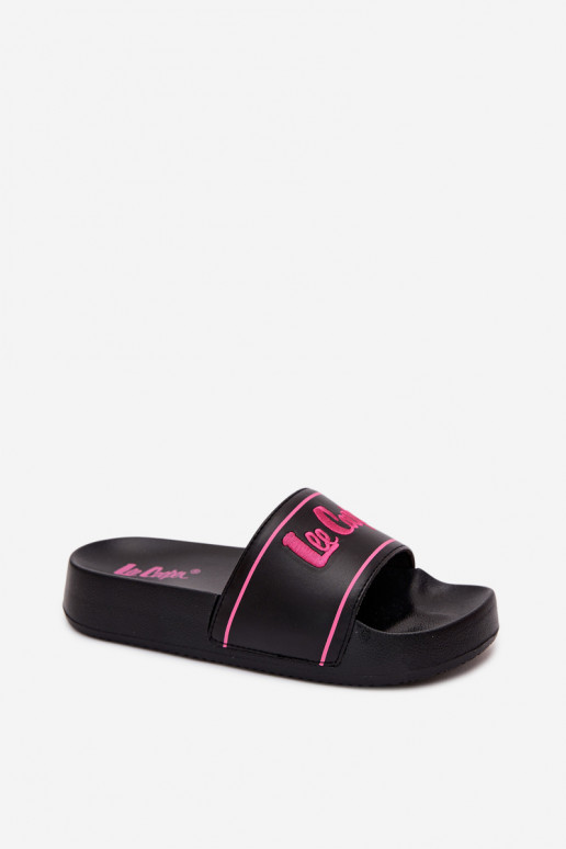 Women's black slippers with platform Lee Cooper