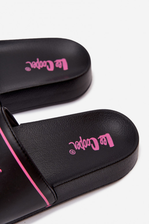 Women's black slippers with platform Lee Cooper