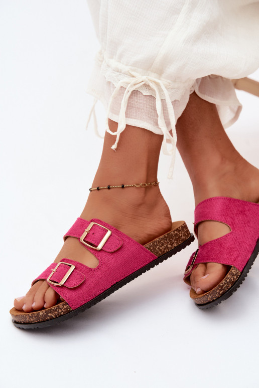 Women's pink slippers with buckles Brigid