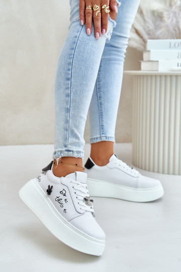 Beli faux leather platform sneakers s prattachable badges Vinceza 89102 2