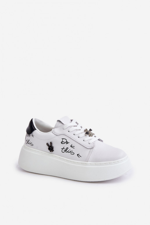 Beli faux leather platform sneakers s prattachable badges Vinceza 89102