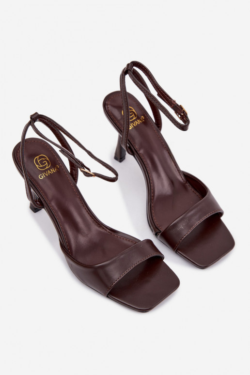 Mahila sandali z thin heels faux leather CzekoladoĮe Brisora