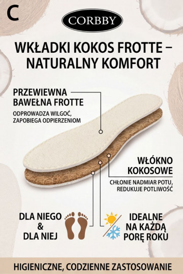 Corbby KOKOS FROTTE All-season shoe insoles 2