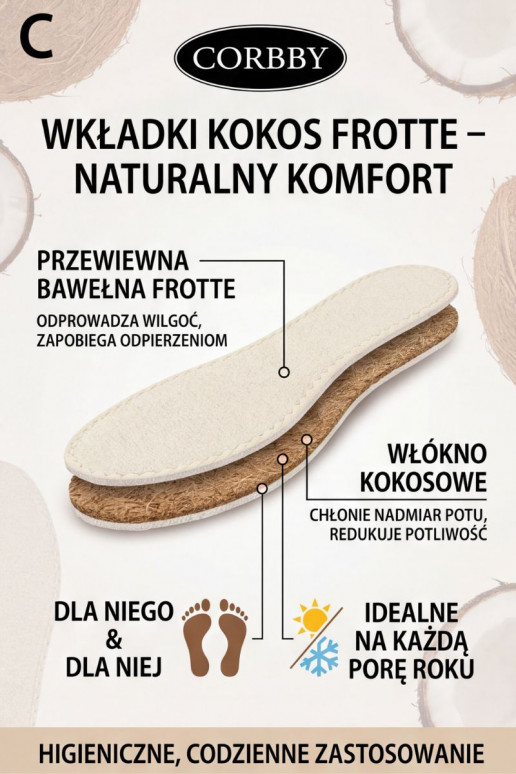 Corbby KOKOS FROTTE All-season shoe insoles