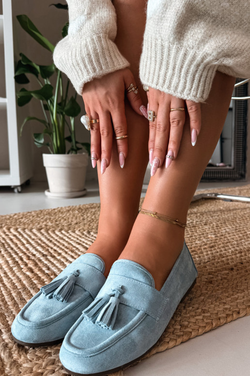 Women's moccasins with tassels in blue Clarisse