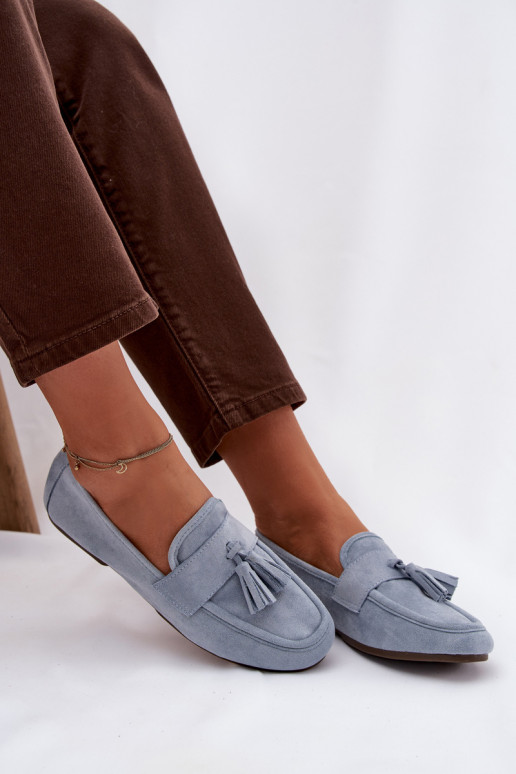 Women's moccasins with tassels in blue Clarisse