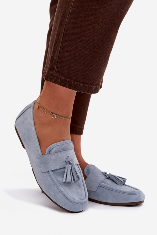 Women's moccasins with tassels in blue Clarisse