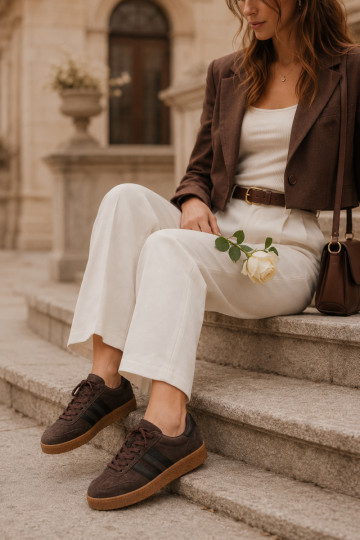 Women's sneakers in chocolate faux suede Bellmont