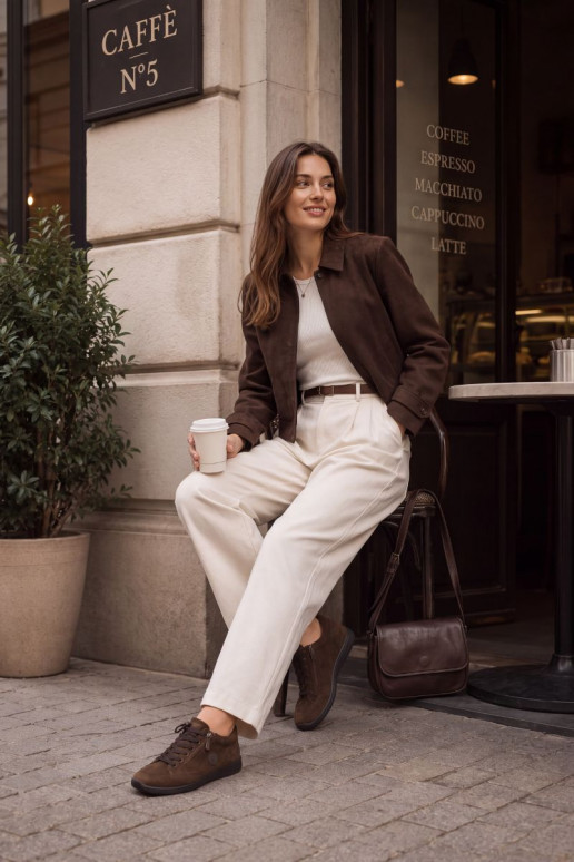 Buty damskie z czekoladowego zamszu Brindle