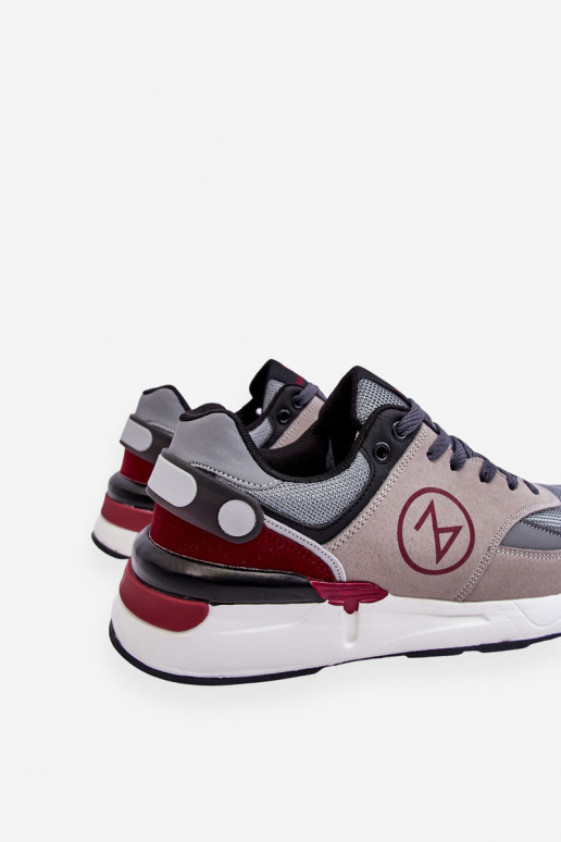 Men's sports shoes with laces in grey-black color Stephen