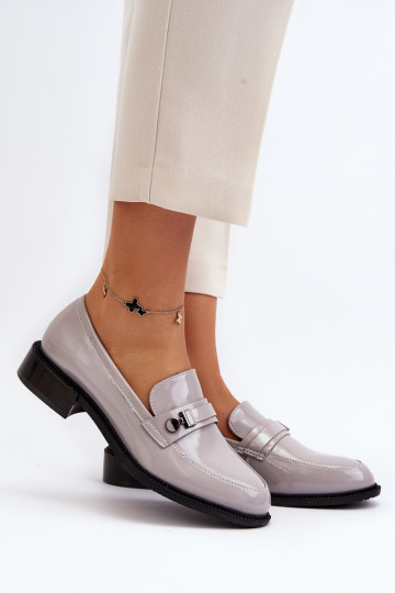 Women's patent loafers in grey color Nerilaja