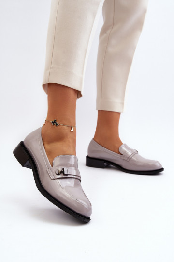 Women's patent loafers in grey color Nerilaja 2