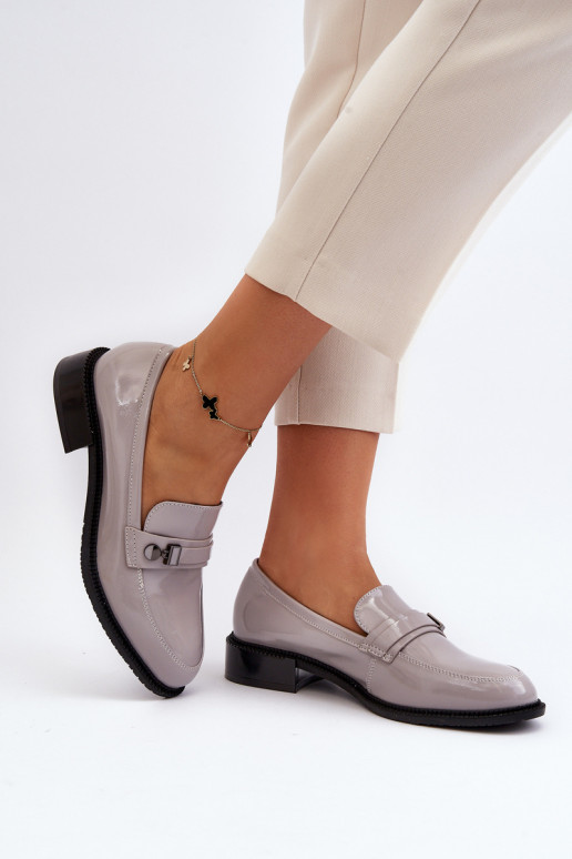 Women's patent loafers in grey color Nerilaja