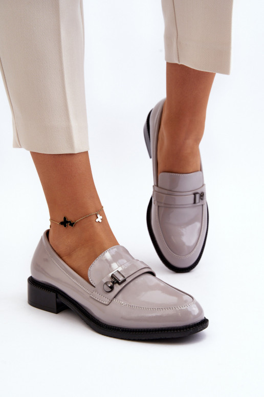 Women's patent loafers in grey color Nerilaja