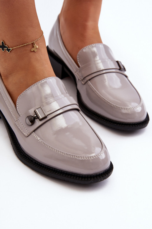 Women's patent loafers in grey color Nerilaja