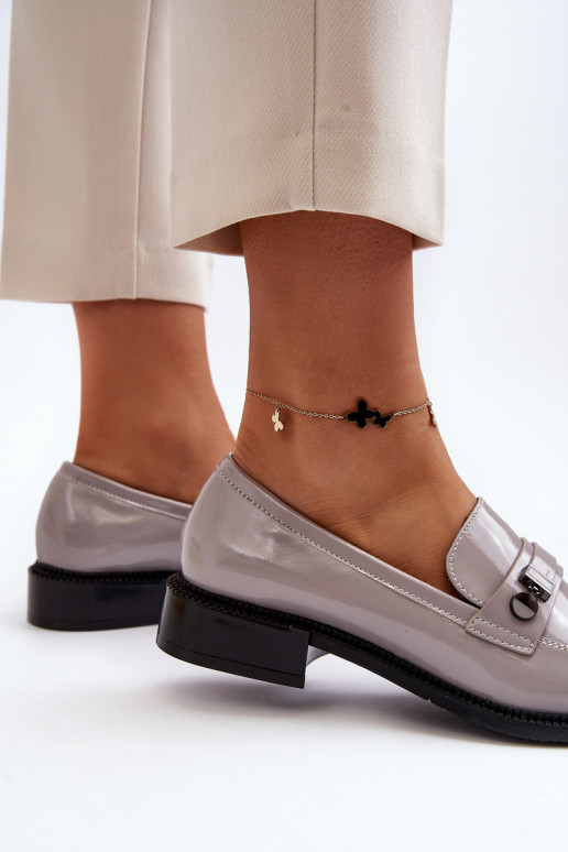 Women's patent loafers in grey color Nerilaja
