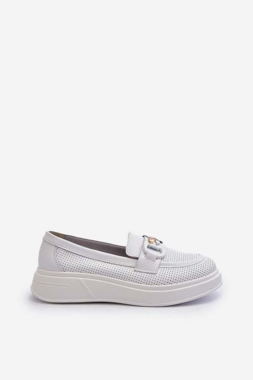 Women's platform loafers in white color S.Barski LR720