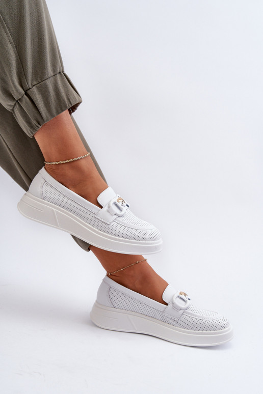 Women's platform loafers in white color S.Barski LR720