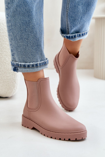Women's rubber boots with elastic inserts in pink Ciariel