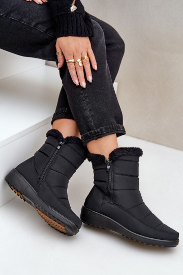 Women's snow boots with fur in black Fiorittia