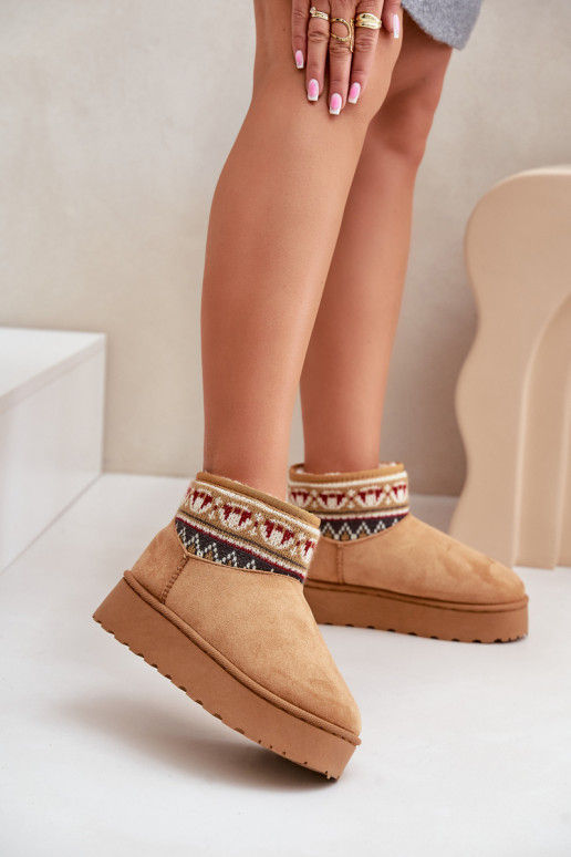 Brown snow boots with patterns and platform Avatharia