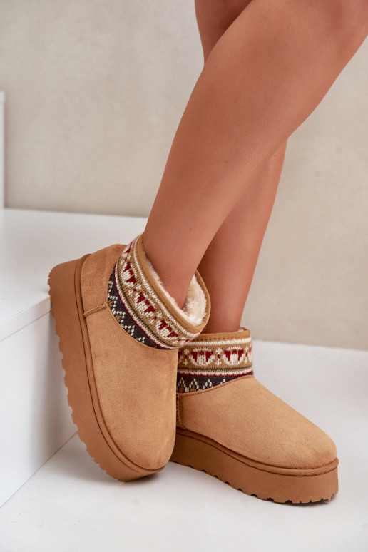 Brown snow boots with patterns and platform Avatharia