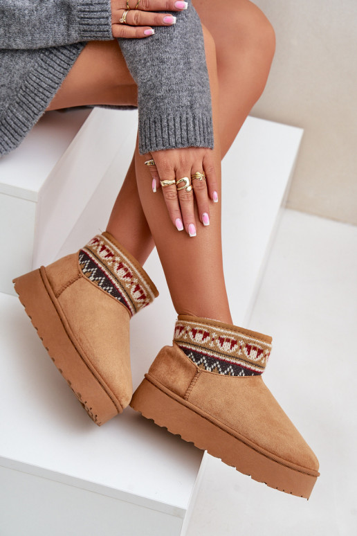 Brown snow boots with patterns and platform Avatharia