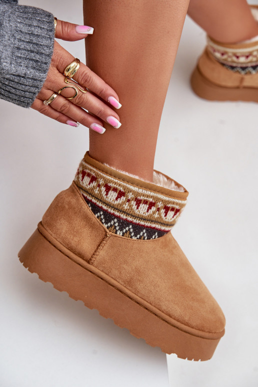 Brown snow boots with patterns and platform Avatharia