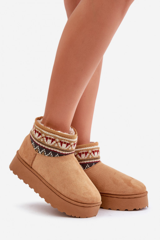 Brown snow boots with patterns and platform Avatharia