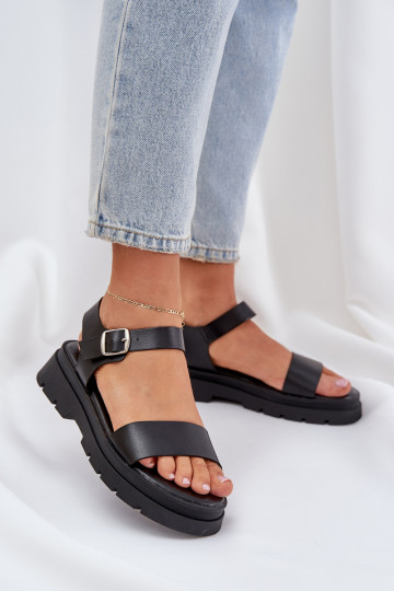 Black women's sandals with platform Evaretha 2