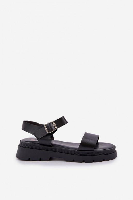 Black women's sandals with platform Evaretha