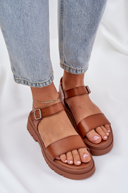 Brown women's sandals with platform Evaretha