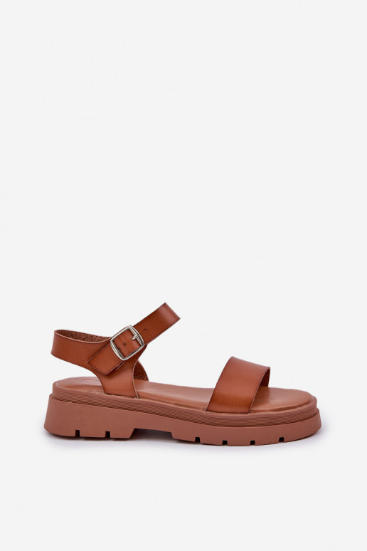 Brown women's sandals with platform Evaretha
