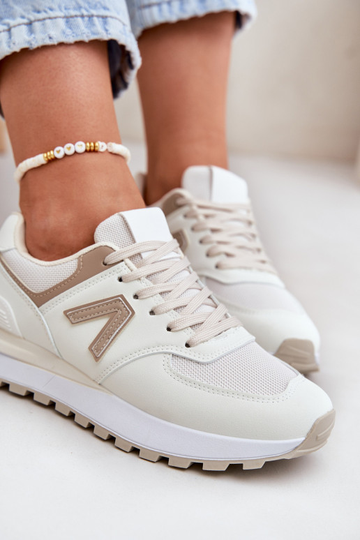 Kobiece sneakersy z beżowej sztucznej skóry Berieta