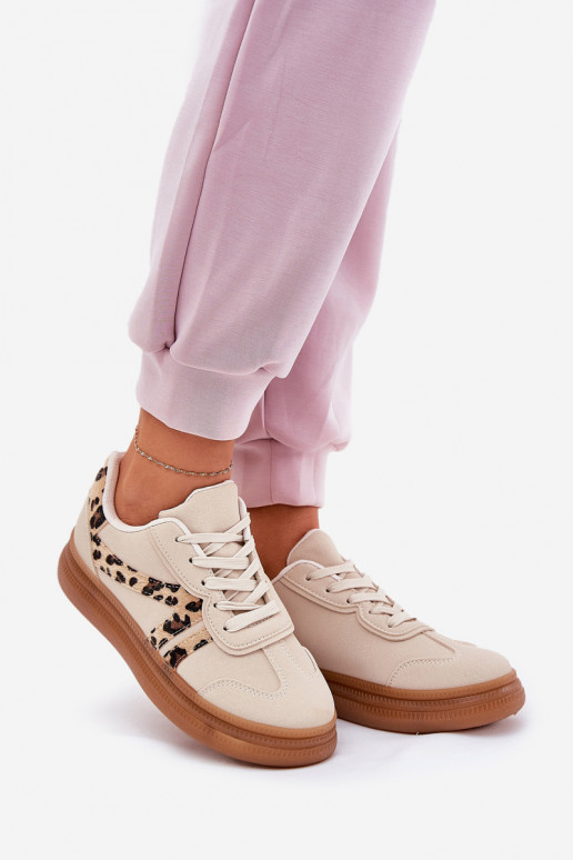 Kobiece sneakersy z platformą i leopardų raštu smėlio spalvos Totter